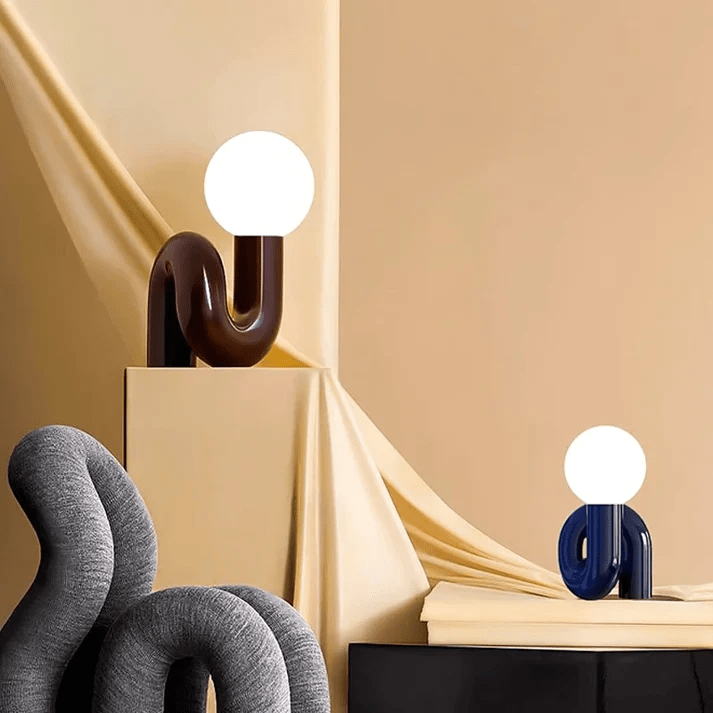 Conjunto de lámparas modernas nórdicas en azul y marrón 